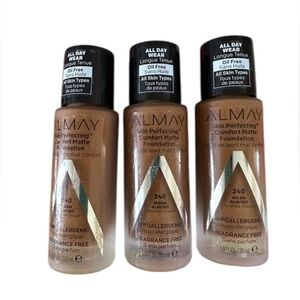3-Pack Almay Skin Perfecting Comfort Matte Foundation, 240 Warm Almond New